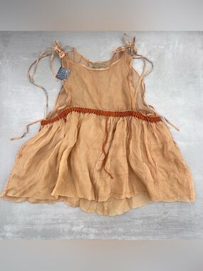 Calm Amongst The Chaos vita puffball peach 100% silk organza dress